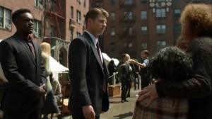 Trespassers- Lucius and Jim speak with a family at the safe haven- Fox, Gotham, DC
