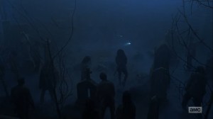 Adaptation- Fighting walkers in the cemetery- AMC, The Walking Dead