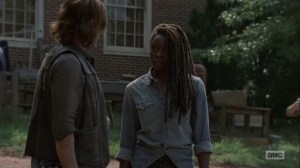 Adaptation- Michonne tells Daryl that the Hilltop needs him- AMC, The Walking Dead
