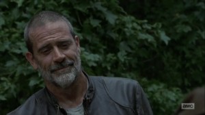 Adaptation- Negan smiles at Judith- AMC, The Walking Dead