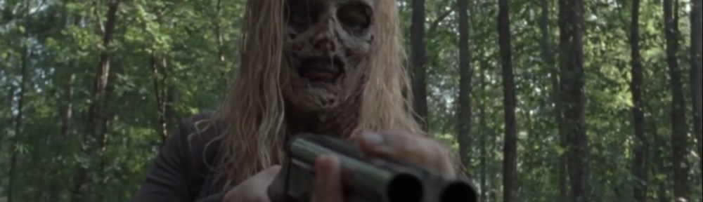 Adaptation- Walker points a gun at Alden and Luke- AMC, The Walking Dead