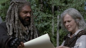 Bounty- Ezekiel and Carol look over the charter- AMC, The Walking Dead