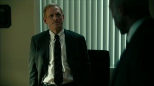 Hunters in the Dark- Detective Harris James, played by Scott Shepherd, talks with Wayne and Roland- HBO, True Detective