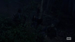 Chokepoint- Daryl, Connie, Henry, and Lydia in the woods- AMC, The Walking Dead
