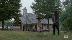 Scars- Michonne and Judith at Carl's grave- AMC, The Walking Dead