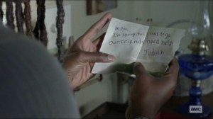Scars- Michonne finds Judith's note- AMC, The Walking Dead