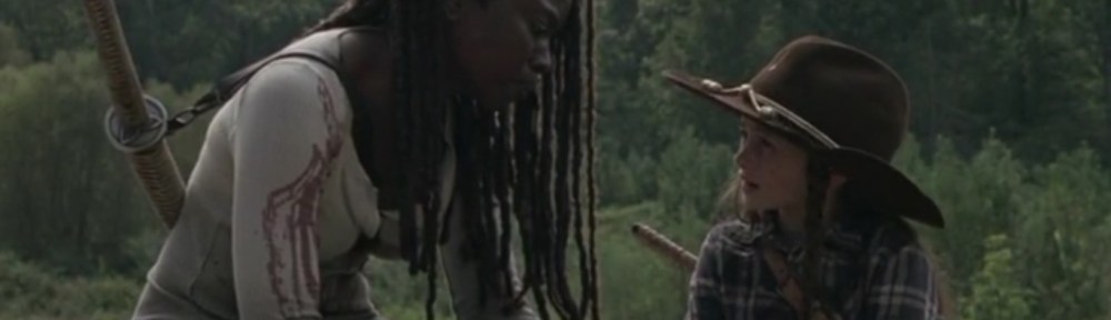 Scars- Michonne tells Judith about the incident with Jocelyn- AMC, The Walking Dead