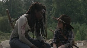 Scars- Michonne tells Judith about the incident with Jocelyn- AMC, The Walking Dead