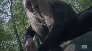 The Calm Before- Alpha cuts Hilde's face- AMC, The Walking Dead