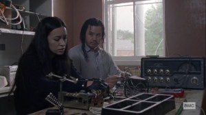 The Calm Before- Eugene and Rosita work on the radio- AMC, The Walking Dead