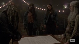 The Calm Before- Ezekiel presents the charter for everyone to sign- AMC, The Walking Dead