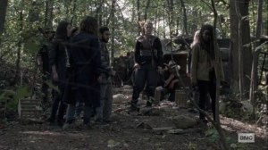 The Calm Before- Highwaymen show Hilltop group the overturned wagon- AMC, The Walking Dead