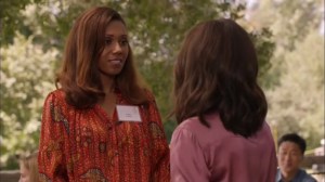 Discovery Weekend- Kemi Talbot, played by Toks Olagundoye, speaks with Selina- Veep, HBO