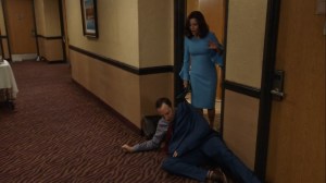 Iowa- Gary sleeps outside Selina's room- HBO, Veep