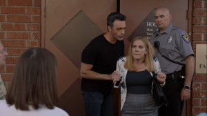 Pledge- Amy argues with the abortion protesters- Veep, HBO