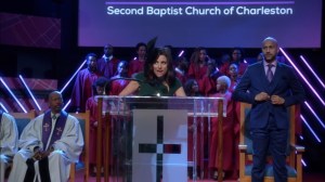 South Carolina- Selina addresses Dr. Thomas' congregation- Veep, HBO