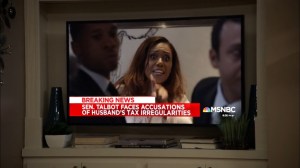 Super Tuesday- Kemi Talbot answers questions about her husband's tax irregularities- Veep, HBO