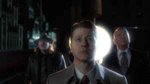 The Beginning- Jim, Harvey, and Alfred look up at The Batman- Gotham, Fox