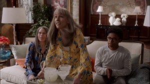 Veep- Catherine, Marjorie, and Little Richard watch Selina's funeral- HBO