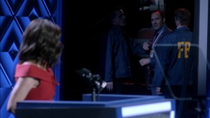 Veep- Gary taken away by federal agents while Selina gives her speech- HBO