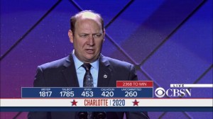 Veep- Roger Furlong announces the roll call at the convention- HBO