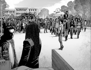 The Walking Dead #192- People gather to head to Alexandria and pay respects to Rick Grimes