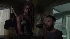 Lines We Cross- Aaron and Michonne talk to Gabriel on the radio- AMC, The Walking Dead
