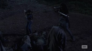 Silence the Whisperers- Judith and Michonne battle walkers at Hilltop- AMC, The Walking Dead