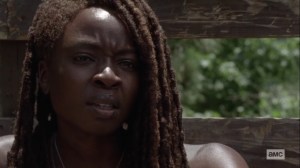 Silence the Whisperers- Michonne talks about wearing a mask- AMC, The Walking Dead