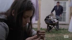 Silence the Whisperers- Negan finds Lydia digging for worms- AMC, The Walking Dead