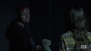 We Are the End of the World- Alpha hands Lydia her stuffed bunny- AMC, The Walking Dead