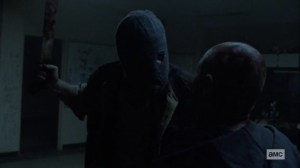 We Are the End of the World- Masked man attempting to kill Alpha- AMC, The Walking Dead