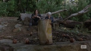 Bonds- Carol and Daryl toss acorns at a can- AMC, The Walking Dead