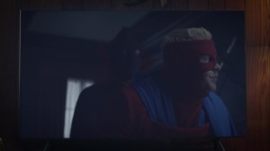 Little Fear of Lightning- Hooded Justice gives it to Captain Metropolis- HBO, Watchmen