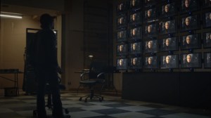 Little Fear of Lightning- Wade watches Adrian Veidt's video message about the squid hoax- HBO, Watchmen