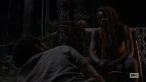The World Before- Michonne asks where the stranger lives- AMC, The Walking Dead