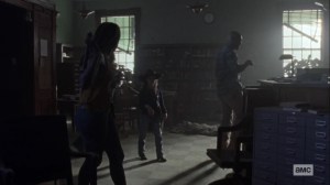 The World Before- Scott, Michonne, Luke, and Judith explore the library- AMC, The Walking Dead