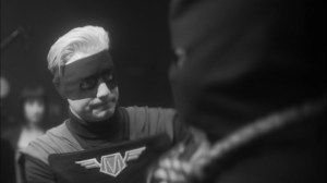 This Extraordinary Being- Captain Metropolis interrupts Hooded Justice- HBO, Watchmen