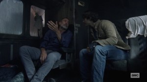 What It Always Is- Negan tells Brandon that they're not going to follow a woman and a kid- AMC, The Walking Dead