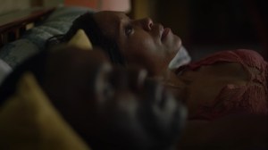 A God Walks Into a Bar- Angela and Jon about to have a fight- HBO, Watchmen