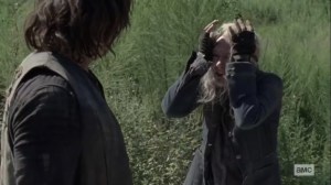 Squeeze- Carol tells Daryl to blame her for what happened- AMC, The Walking Dead