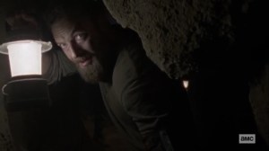 Squeeze- Going through the shaft in the cave- AMC, The Walking Dead