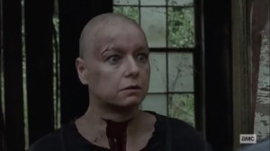 Walk With Us- Alpha's throat cut by Negan- AMC, The Walking Dead