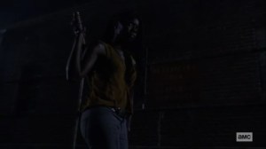 What We Become- Michonne explores the compound at night- AMC, The Walking Dead