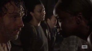 What We Become- Michonne stands before Rick- AMC, The Walking Dead