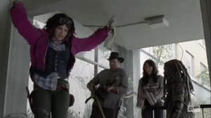 The Tower- Princess leads Eugene, Yumiko, and Ezekiel to the garage- AMC, The Walking Dead