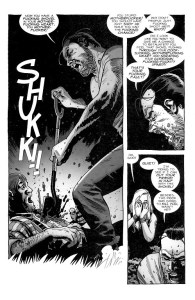 Negan Lives- Negan forces the shovel through Derick's heart- The Walking Dead