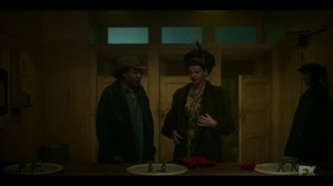 The Land of Taking and Killing- Zelmare Roulettte, played by Karen Aldridge, and Swanee Capps, played by Kelsey Asbille, want another woman's coat- Fargo, FX