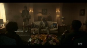 Happy- Lionel 'Happy' Halloway, played by Edwin Lee Gibson, speaks with Buel and Loy- Fargo, FX
