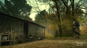 Find Me- Daryl throws a fish at Leah's cabin- AMC, The Walking Dead